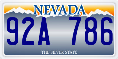 NV license plate 92A786