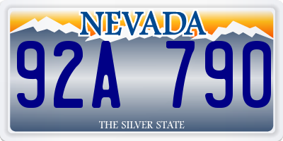 NV license plate 92A790