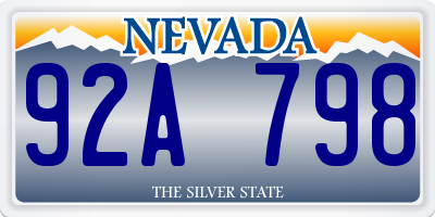 NV license plate 92A798