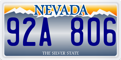 NV license plate 92A806