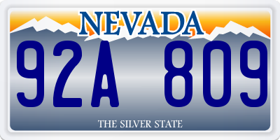 NV license plate 92A809