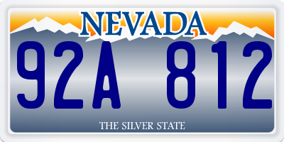 NV license plate 92A812