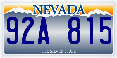 NV license plate 92A815