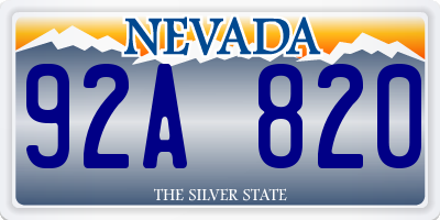 NV license plate 92A820