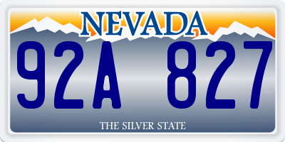 NV license plate 92A827