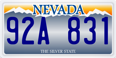 NV license plate 92A831