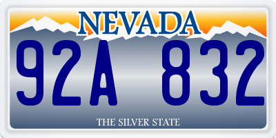 NV license plate 92A832