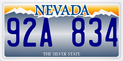 NV license plate 92A834