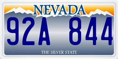 NV license plate 92A844