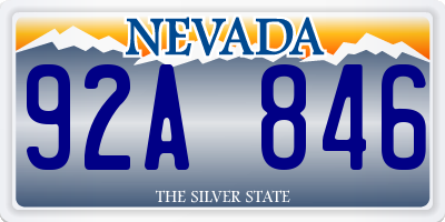 NV license plate 92A846