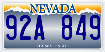 NV license plate 92A849