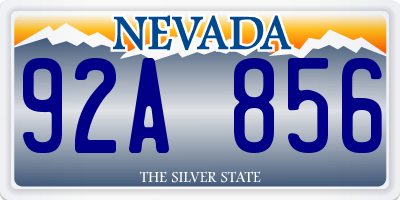 NV license plate 92A856