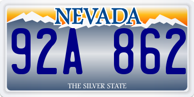 NV license plate 92A862