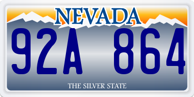 NV license plate 92A864