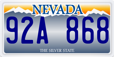 NV license plate 92A868