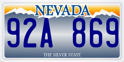 NV license plate 92A869