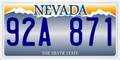 NV license plate 92A871
