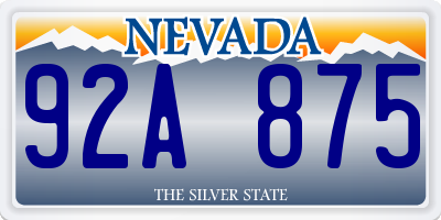 NV license plate 92A875