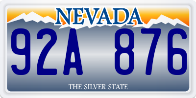 NV license plate 92A876