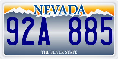 NV license plate 92A885