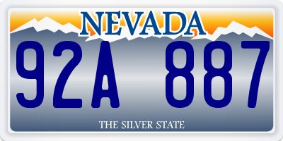 NV license plate 92A887