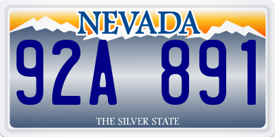 NV license plate 92A891