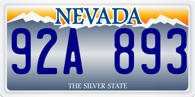 NV license plate 92A893