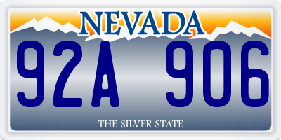 NV license plate 92A906