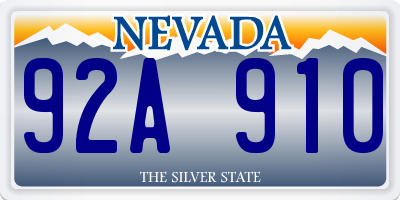 NV license plate 92A910