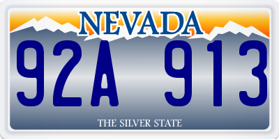 NV license plate 92A913