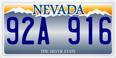 NV license plate 92A916