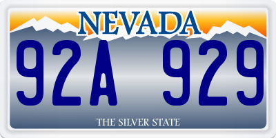 NV license plate 92A929
