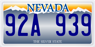NV license plate 92A939