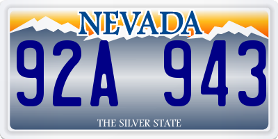 NV license plate 92A943