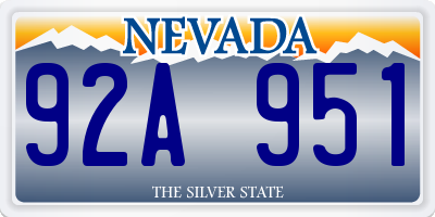 NV license plate 92A951