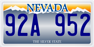 NV license plate 92A952