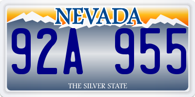 NV license plate 92A955