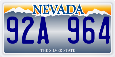 NV license plate 92A964