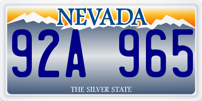 NV license plate 92A965