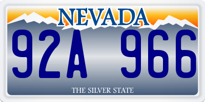 NV license plate 92A966