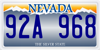 NV license plate 92A968