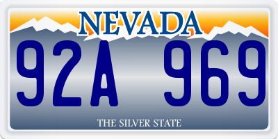 NV license plate 92A969