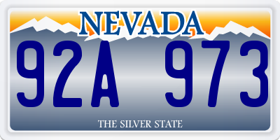 NV license plate 92A973