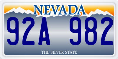 NV license plate 92A982