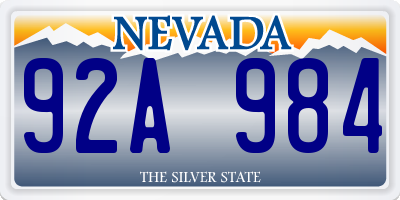 NV license plate 92A984