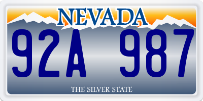 NV license plate 92A987