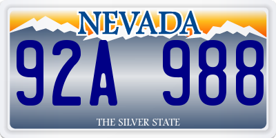 NV license plate 92A988