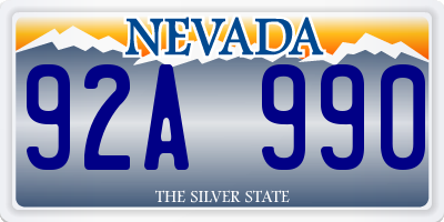 NV license plate 92A990