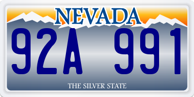 NV license plate 92A991