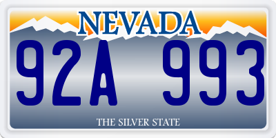 NV license plate 92A993